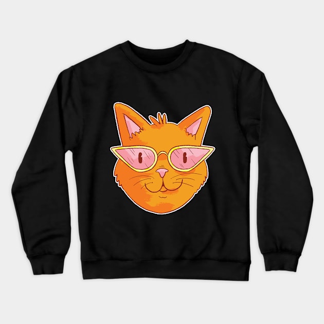 Cat with glasses Crewneck Sweatshirt by GoshaDron